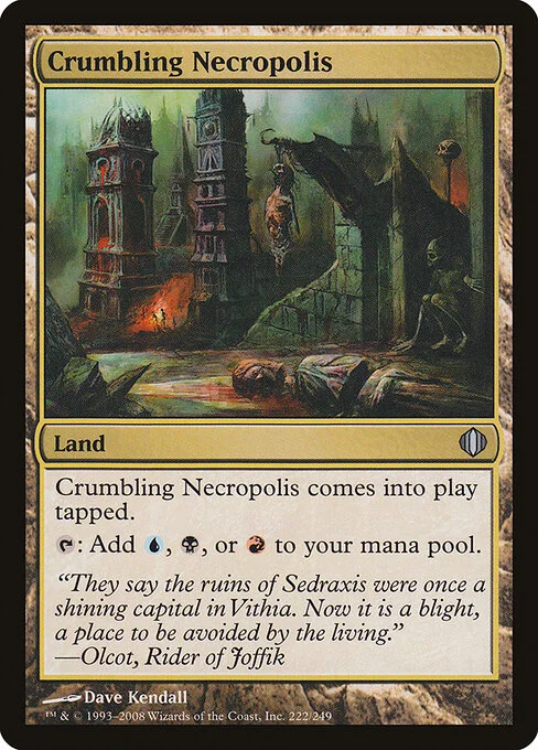 Crumbling Necropolis, carta Magic di tipo Land illustrata da Dave Kendall