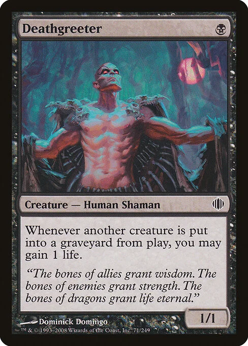 Deathgreeter, carta Magic di tipo Creature — Human Shaman illustrata da Dominick Domingo