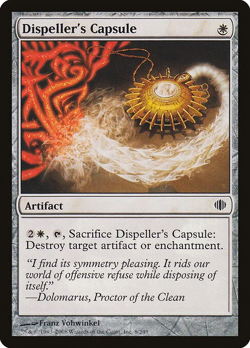 Dispeller's Capsule, carta Magic di tipo Artifact illustrata da Franz Vohwinkel