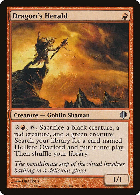 Dragon's Herald, carta Magic di tipo Creature — Goblin Shaman illustrata da Daarken