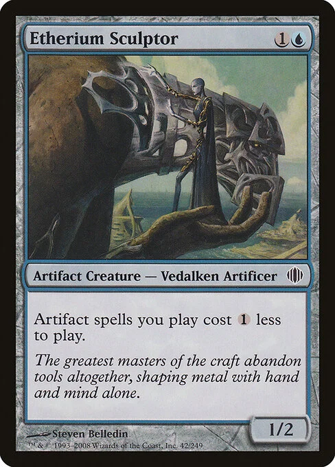 Etherium Sculptor, carta Magic di tipo Artifact Creature — Vedalken Artificer illustrata da Steven Belledin