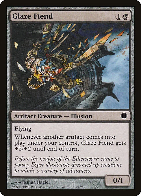 Glaze Fiend, carta Magic di tipo Artifact Creature — Illusion illustrata da Joshua Hagler