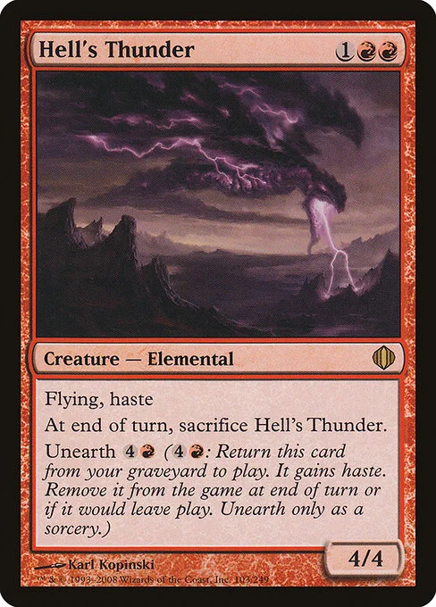 Hell's Thunder, carta Magic di tipo Creature — Elemental illustrata da Karl Kopinski