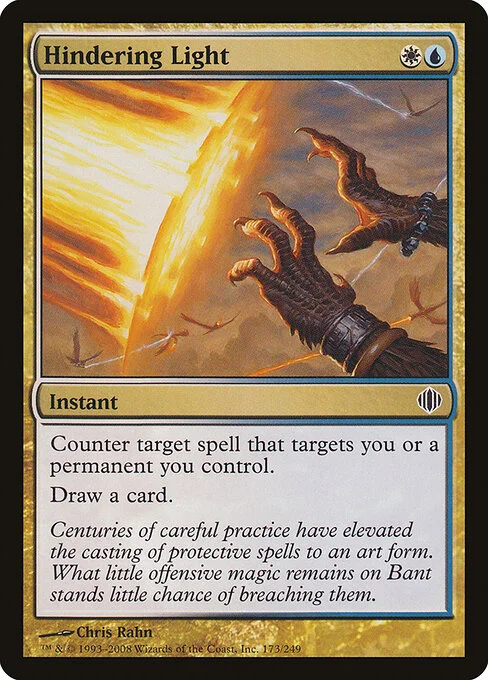 Hindering Light, carta Magic di tipo Instant illustrata da Chris Rahn