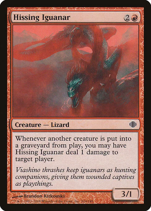 Hissing Iguanar, carta Magic di tipo Creature — Lizard illustrata da Brandon Kitkouski