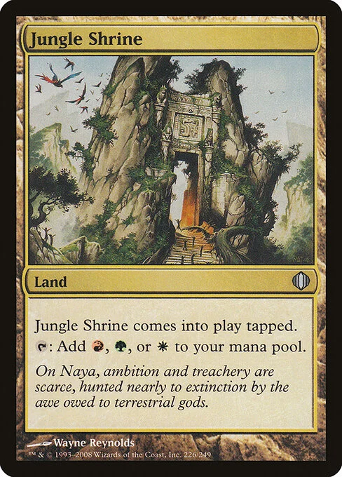 Jungle Shrine, carta Magic di tipo Land illustrata da Wayne Reynolds