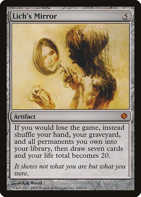 Lich's Mirror, carta Magic di tipo Artifact illustrata da Ash Wood