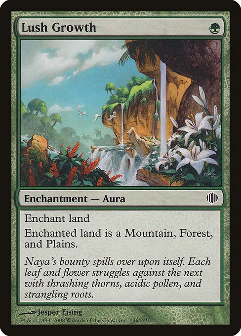 Lush Growth, carta Magic di tipo Enchantment — Aura illustrata da Jesper Ejsing