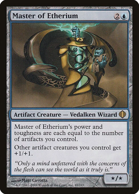 Master of Etherium, carta Magic di tipo Artifact Creature — Vedalken Wizard illustrata da Matt Cavotta