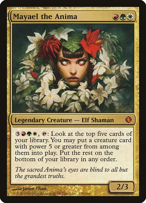 Mayael the Anima, carta Magic di tipo Legendary Creature — Elf Shaman illustrata da Jason Chan