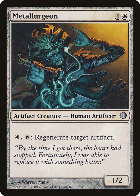 Metallurgeon, carta Magic di tipo Artifact Creature — Human Artificer illustrata da Warren Mahy
