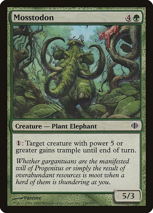 Mosstodon, carta Magic di tipo Creature — Plant Elephant illustrata da Paolo Parente