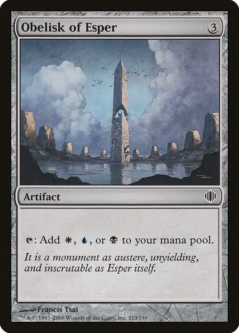 Obelisk of Esper, carta Magic di tipo Artifact illustrata da Francis Tsai
