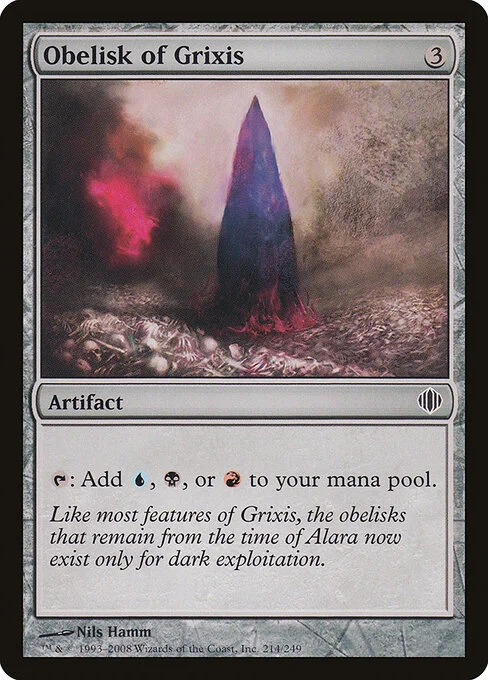 Obelisk of Grixis, carta Magic di tipo Artifact illustrata da Nils Hamm