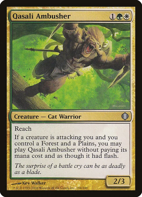 Qasali Ambusher, carta Magic di tipo Creature — Cat Warrior illustrata da Kev Walker