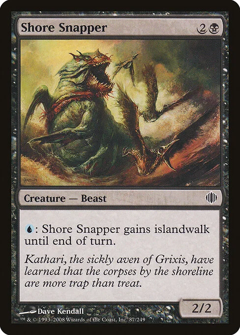 Shore Snapper, carta Magic di tipo Creature — Beast illustrata da Dave Kendall