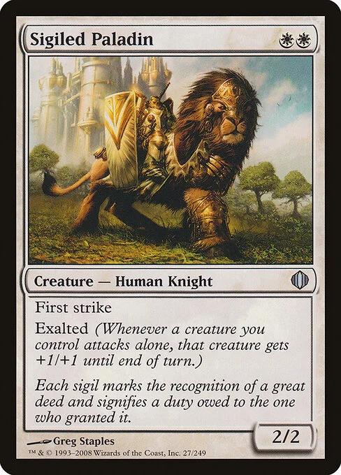 Sigiled Paladin, carta Magic di tipo Creature — Human Knight illustrata da Greg Staples