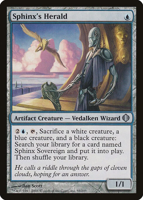 Sphinx's Herald, carta Magic di tipo Artifact Creature — Vedalken Wizard illustrata da Dan Murayama Scott