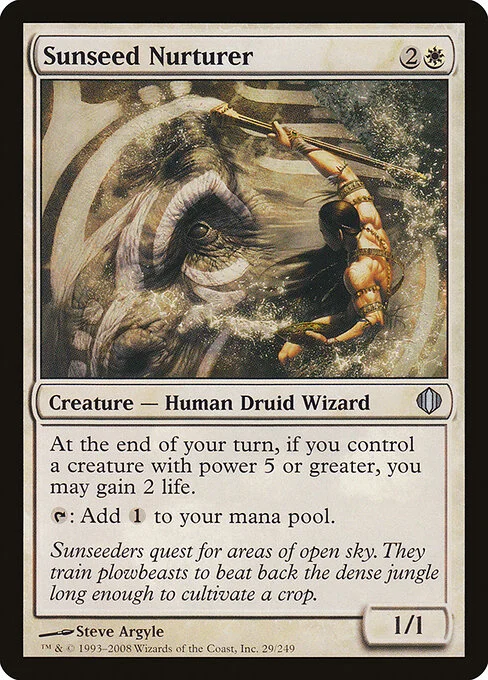 Sunseed Nurturer, carta Magic di tipo Creature — Human Druid Wizard illustrata da Steve Argyle