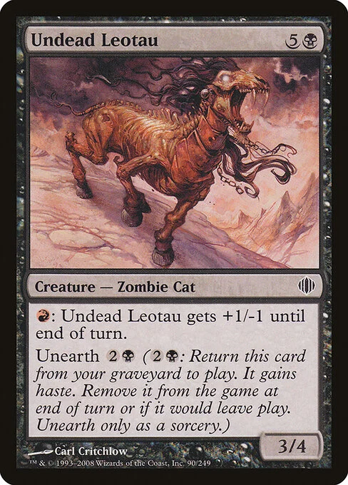 Undead Leotau, carta Magic di tipo Creature — Zombie Cat illustrata da Carl Critchlow