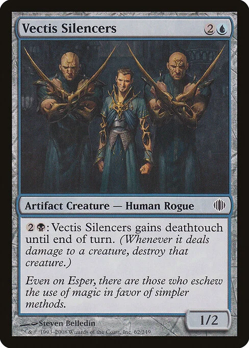 Vectis Silencers, carta Magic di tipo Artifact Creature — Human Rogue illustrata da Steven Belledin