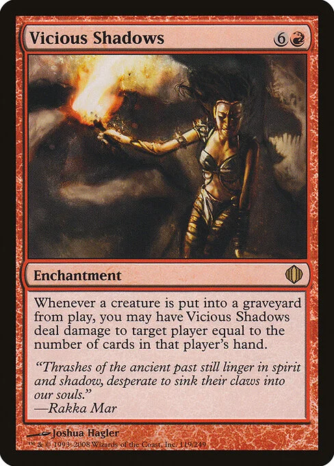 Vicious Shadows, carta Magic di tipo Enchantment illustrata da Joshua Hagler
