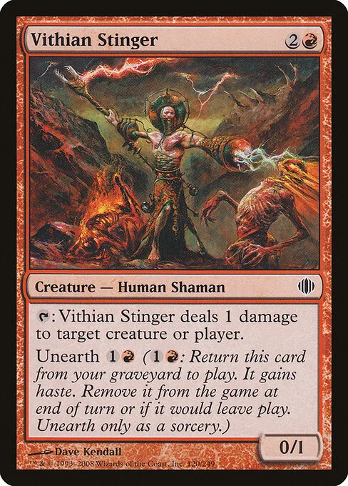 Vithian Stinger, carta Magic di tipo Creature — Human Shaman illustrata da Dave Kendall