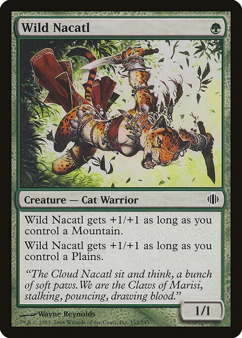 Wild Nacatl, carta Magic di tipo Creature — Cat Warrior illustrata da Wayne Reynolds