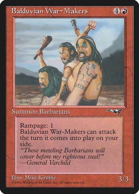 Balduvian War-Makers, carta Magic di tipo Creature — Human Barbarian illustrata da Mike Kimble