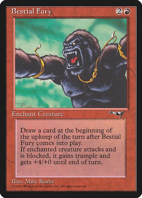 Bestial Fury, carta Magic di tipo Enchantment — Aura illustrata da Mike Raabe
