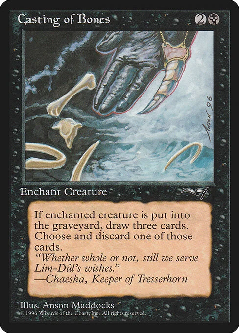 Casting of Bones, carta Magic di tipo Enchantment — Aura illustrata da Anson Maddocks