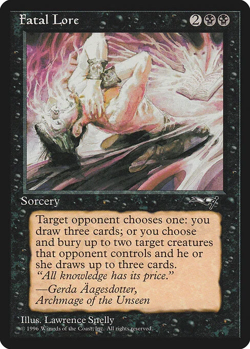 Fatal Lore, carta Magic di tipo Sorcery illustrata da Lawrence Snelly