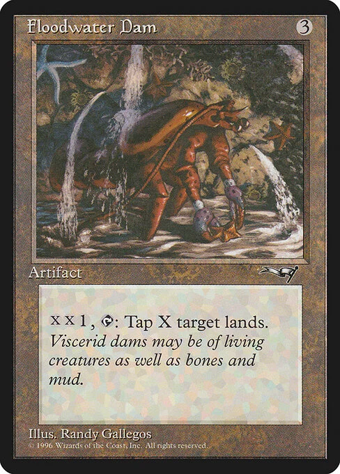 Floodwater Dam, carta Magic di tipo Artifact illustrata da Randy Gallegos