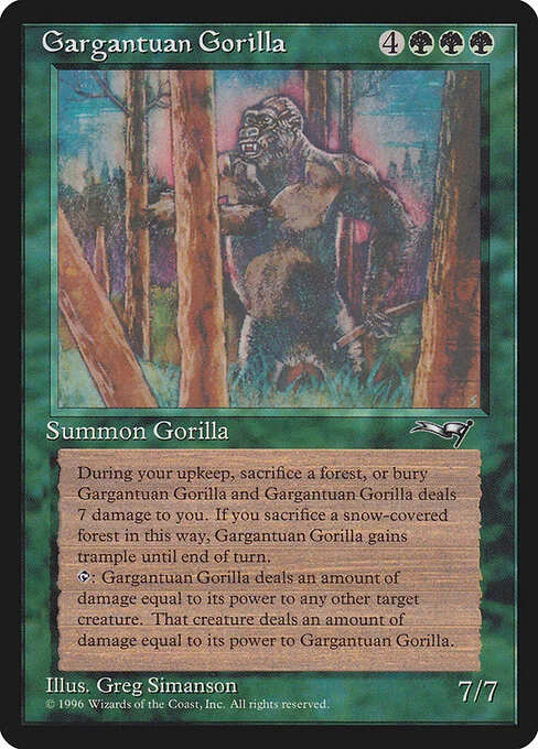 Gargantuan Gorilla, carta Magic di tipo Creature — Ape illustrata da Greg Simanson