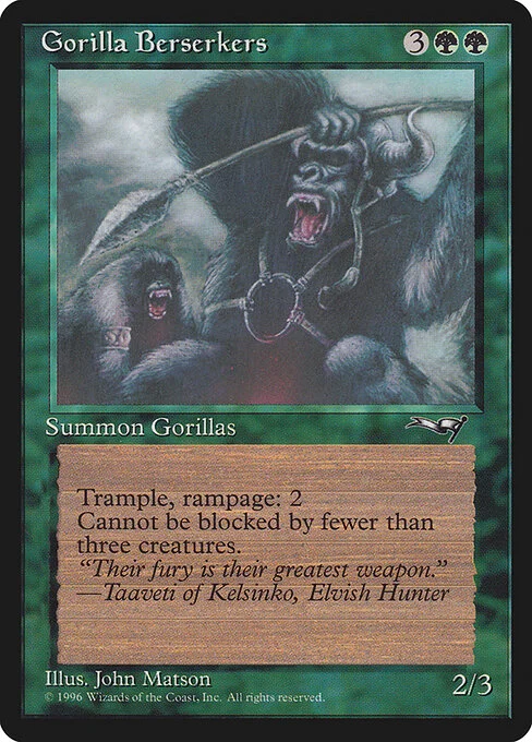 Gorilla Berserkers, carta Magic di tipo Creature — Ape Berserker illustrata da John Matson