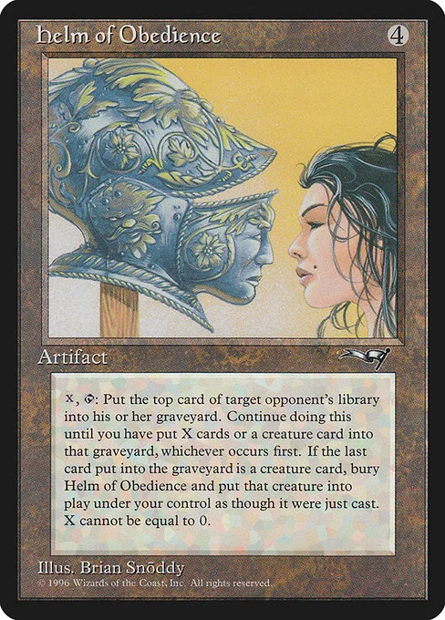 Helm of Obedience, carta Magic di tipo Artifact illustrata da Brian Snõddy