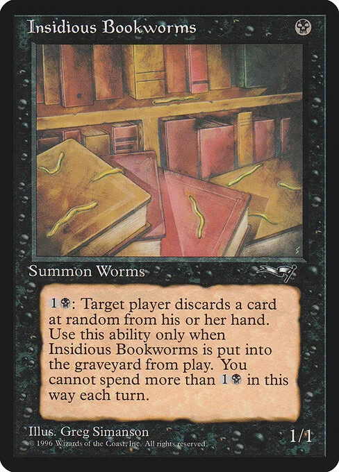 Insidious Bookworms, carta Magic di tipo Creature — Worm illustrata da Greg Simanson