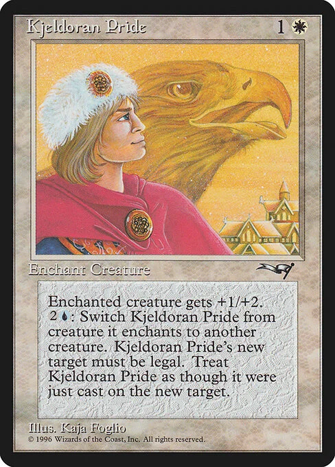 Kjeldoran Pride, carta Magic di tipo Enchantment — Aura illustrata da Kaja Foglio
