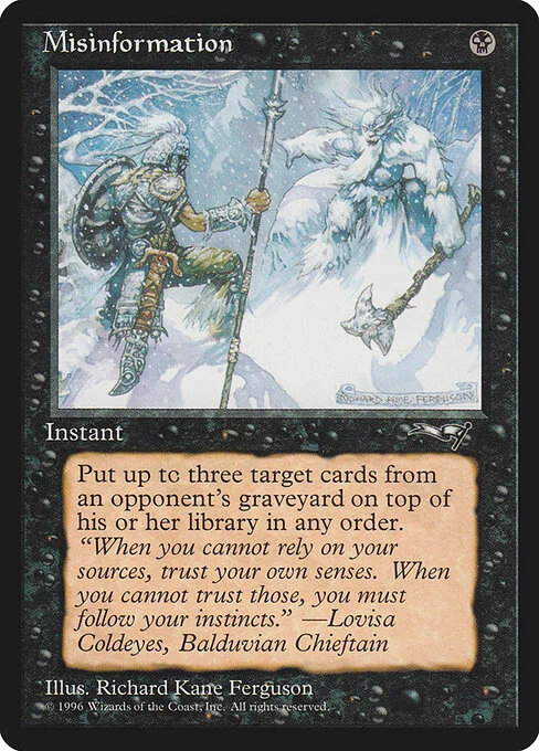 Misinformation, carta Magic di tipo Instant illustrata da Richard Kane Ferguson