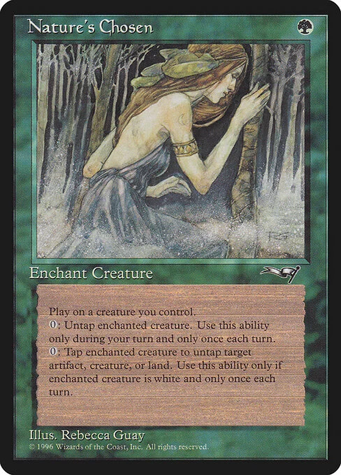 Nature's Chosen, carta Magic di tipo Enchantment — Aura illustrata da Rebecca Guay