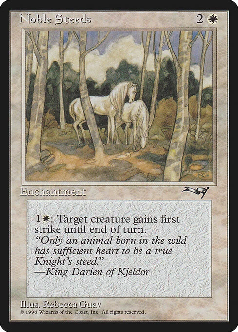 Noble Steeds, carta Magic di tipo Enchantment illustrata da Rebecca Guay