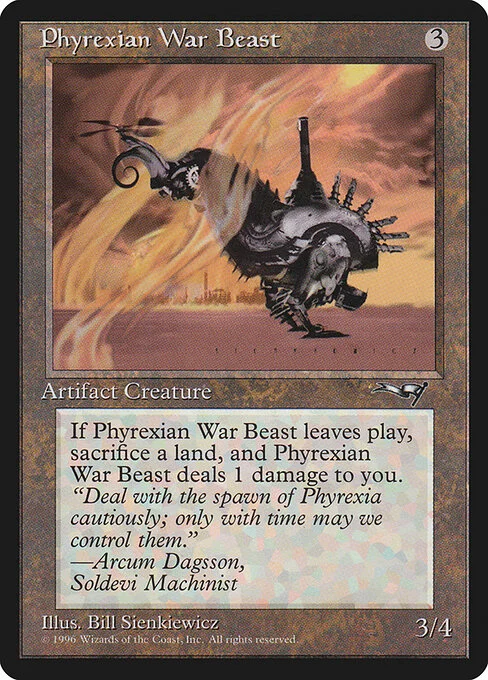 Phyrexian War Beast, carta Magic di tipo Artifact Creature — Phyrexian Beast illustrata da Bill Sienkiewicz