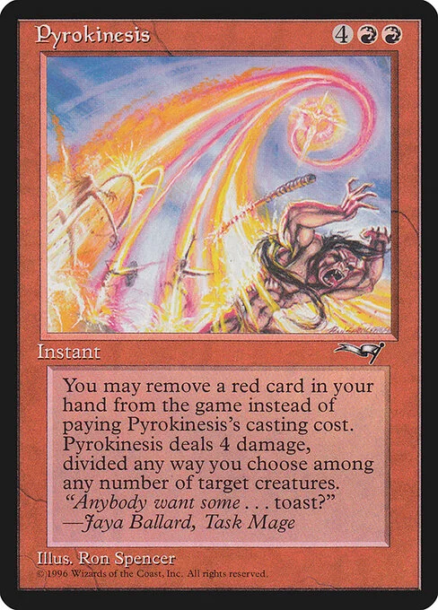 Pyrokinesis, carta Magic di tipo Instant illustrata da Ron Spencer