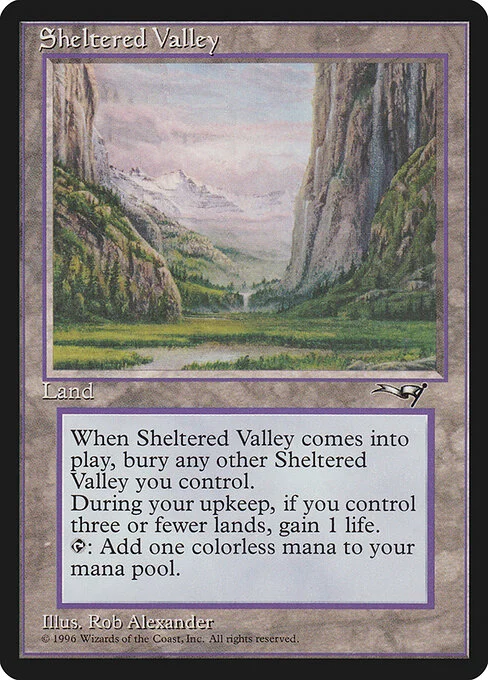 Sheltered Valley, carta Magic di tipo Land illustrata da Rob Alexander
