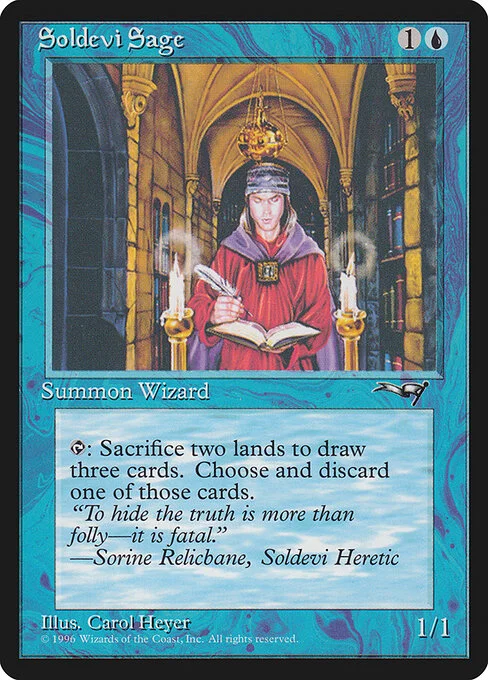 Soldevi Sage, carta Magic di tipo Creature — Human Wizard illustrata da Carol Heyer