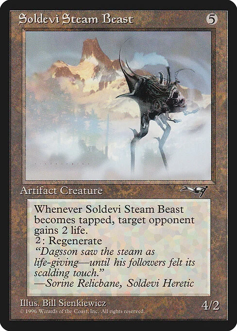 Soldevi Steam Beast, carta Magic di tipo Artifact Creature — Beast illustrata da Bill Sienkiewicz