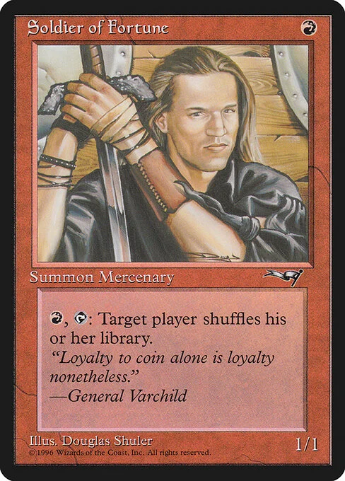 Soldier of Fortune, carta Magic di tipo Creature — Human Mercenary illustrata da Douglas Shuler