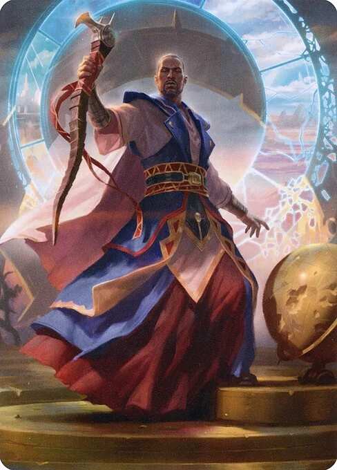 Teferi, Who Slows the Sunset // Teferi, Who Slows the Sunset, carta Magic di tipo Card // Card illustrata da Heonhwa