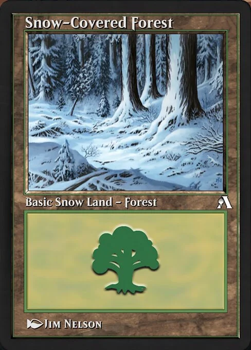 Snow-Covered Forest, carta Magic di tipo Basic Snow Land — Forest illustrata da Jim Nelson