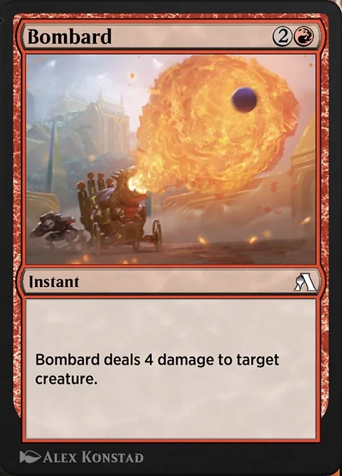 Bombard, carta Magic di tipo Instant illustrata da Alex Konstad